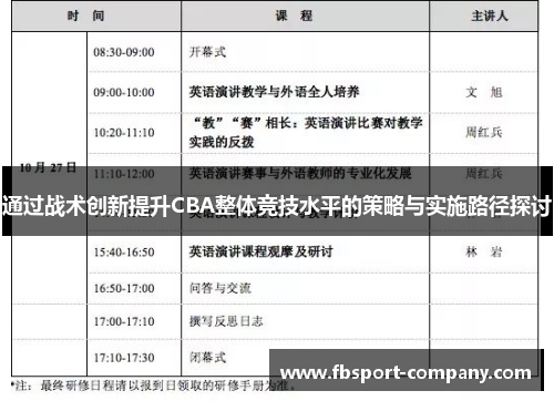 通过战术创新提升CBA整体竞技水平的策略与实施路径探讨